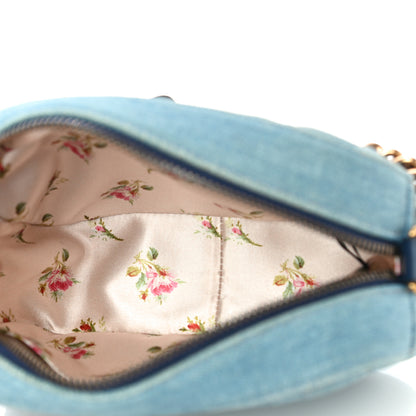 Gucci Denim Matelasse Mini Pearly GG Marmont Chain Shoulder Bag Blue 5 of 11