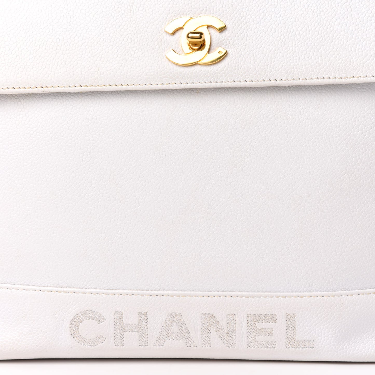 Caviar Flap Shoulder Bag White