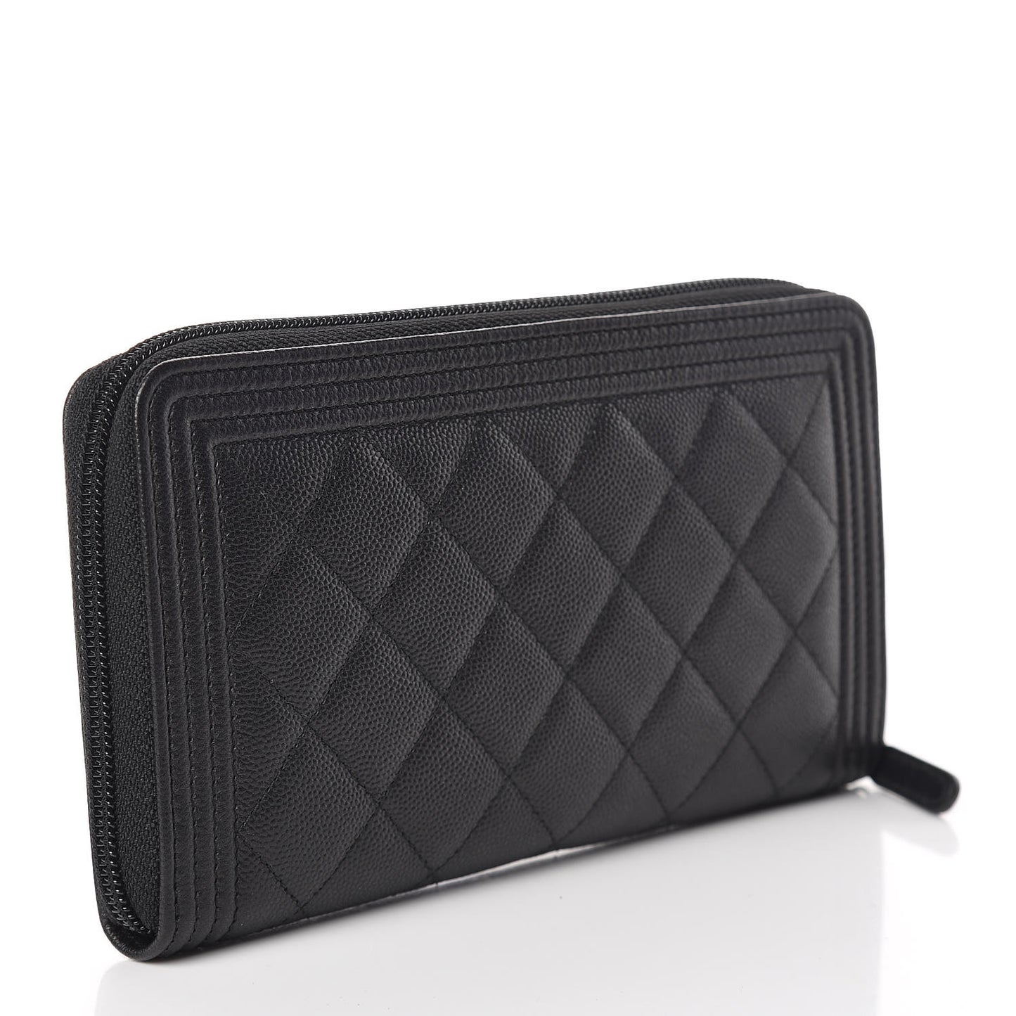 Caviar Quilted Boy Zip Around Organizer Wallet So Black
