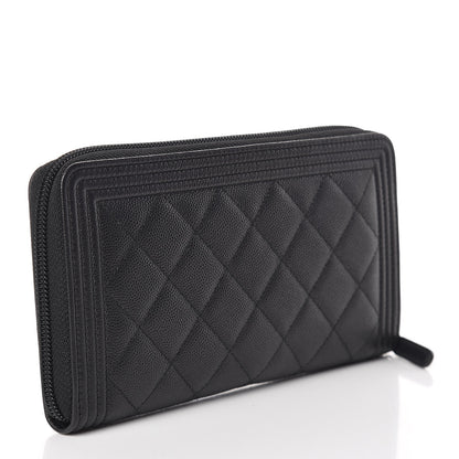 Chanel Caviar Quilted Boy Zip Around Organizer Wallet So Black 3 of 9