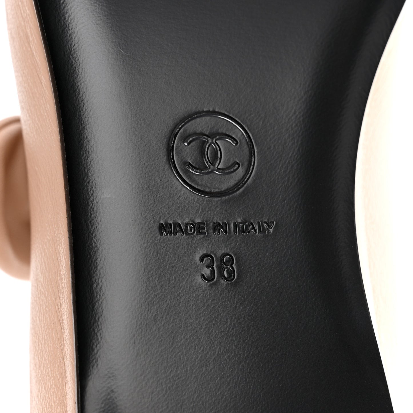 Lambskin Bow Mary Jane Flats 38 Beige Black