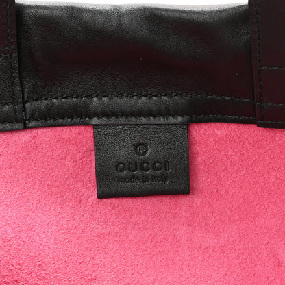 Gucci Grained Calfskin Logo Drawstring Backpack Box Pink Green Black 6 of 10