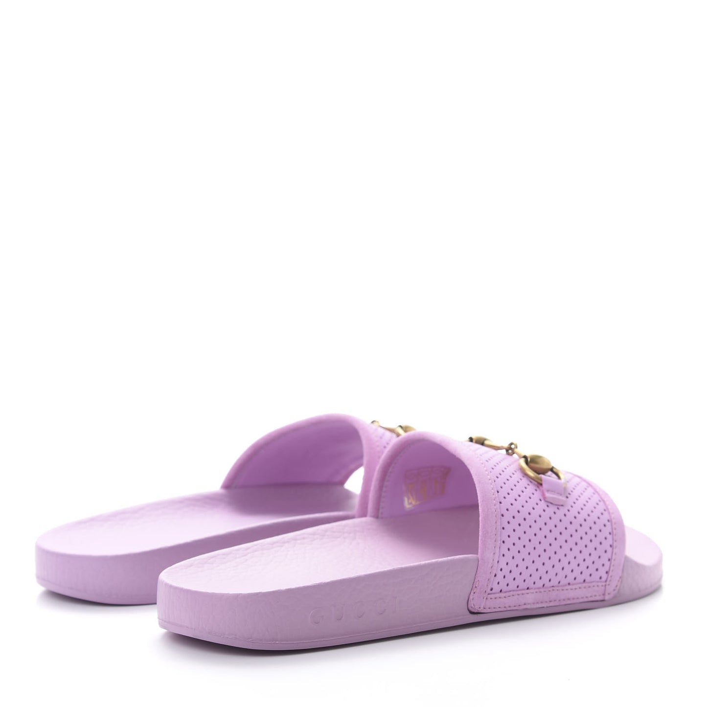 Suede Perforated Horsebit Slide Sandals 38 Malva