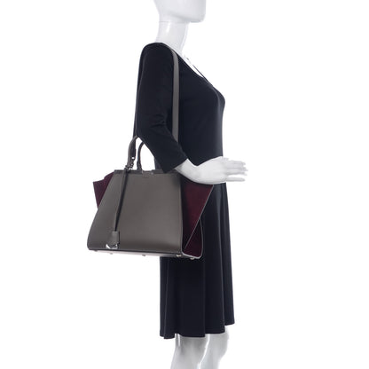 Fendi Vitello Baltico Kore Petite 3jours Tote Carbone Bordeaux 2 of 11
