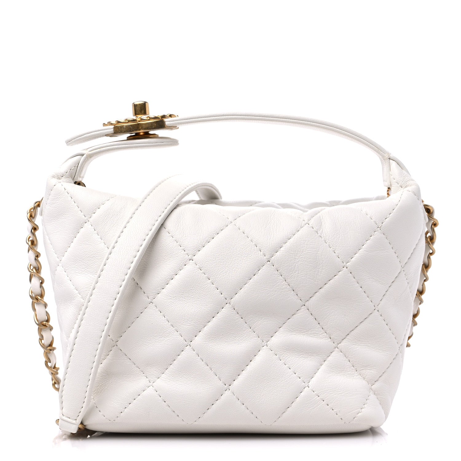 Chanel Lambskin Quilted Small Perfect Meeting Hobo White 1 of 10