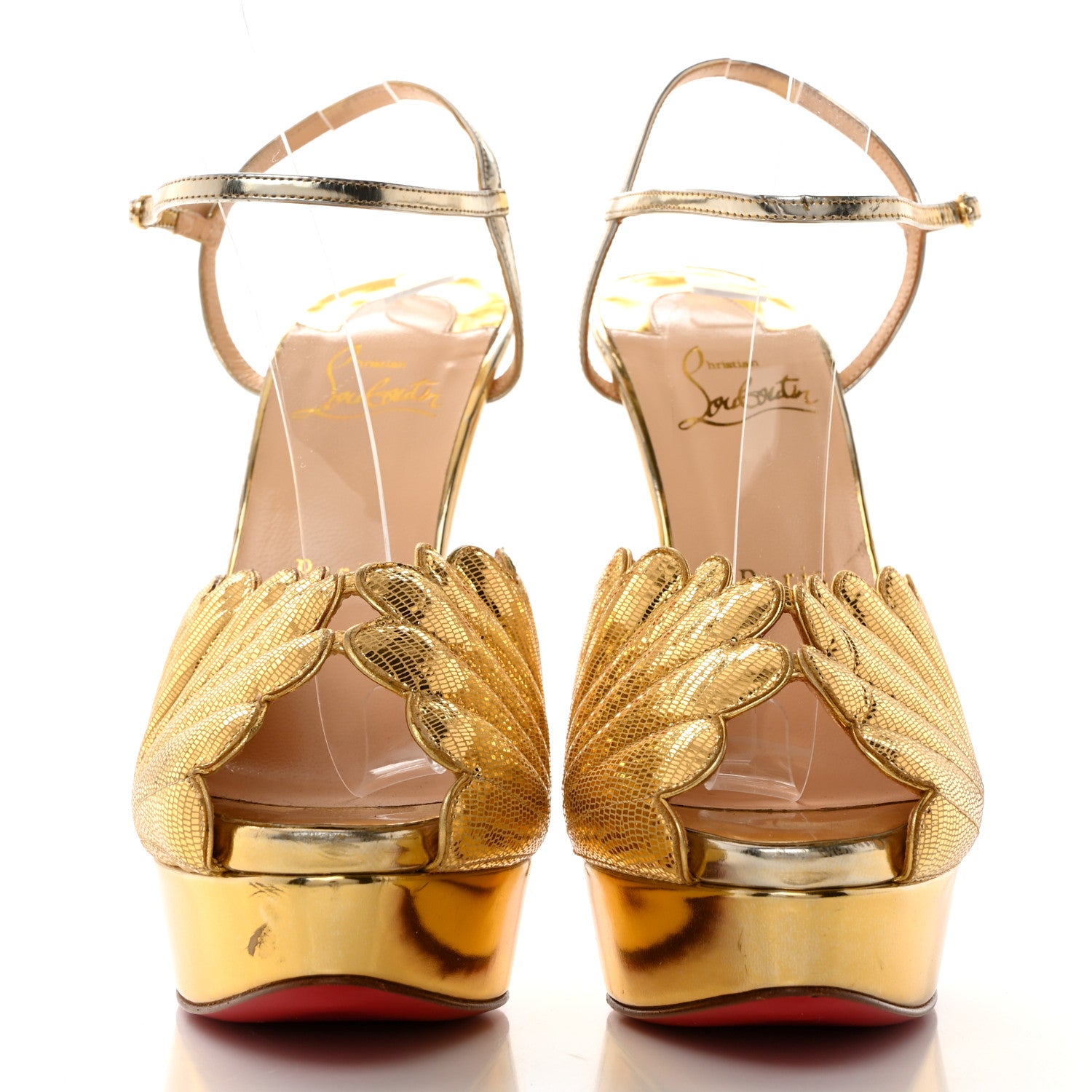 Christian Louboutin Metallic Laminato Botticella Alta 150 Platform Sandal 40 Gold 2 of 11
