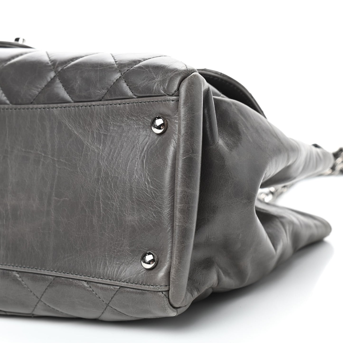 Glazed Calfskin Quilted Small CC Delivery Tote Grey