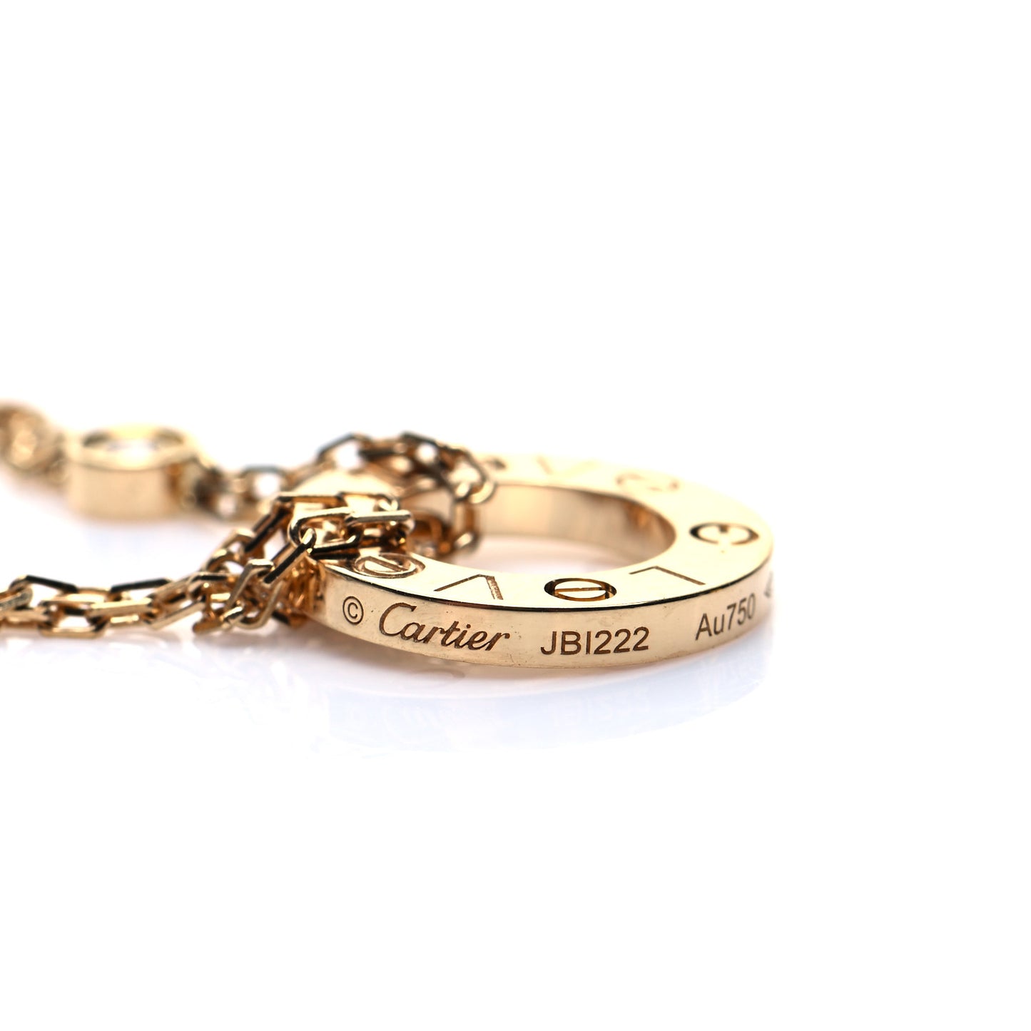 18K Yellow Gold 2 Diamond LOVE Necklace