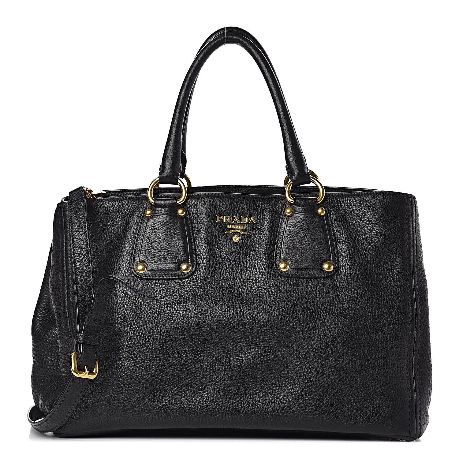 Prada Vitello Daino Tote Black 1 of 14