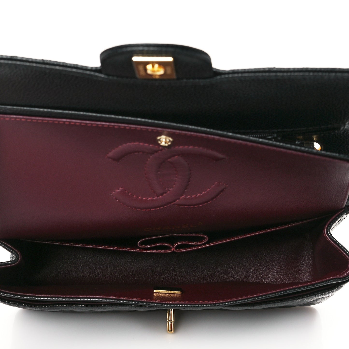 Caviar Quilted Medium Double Flap Black
