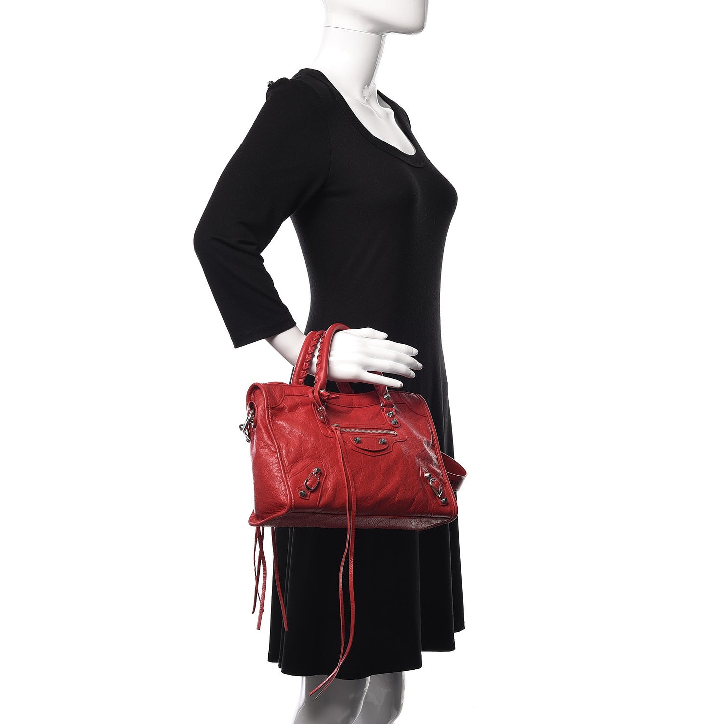 Agneau Arena Classic Silver Hardware S City Logo Strap Rouge Cardinal Black
