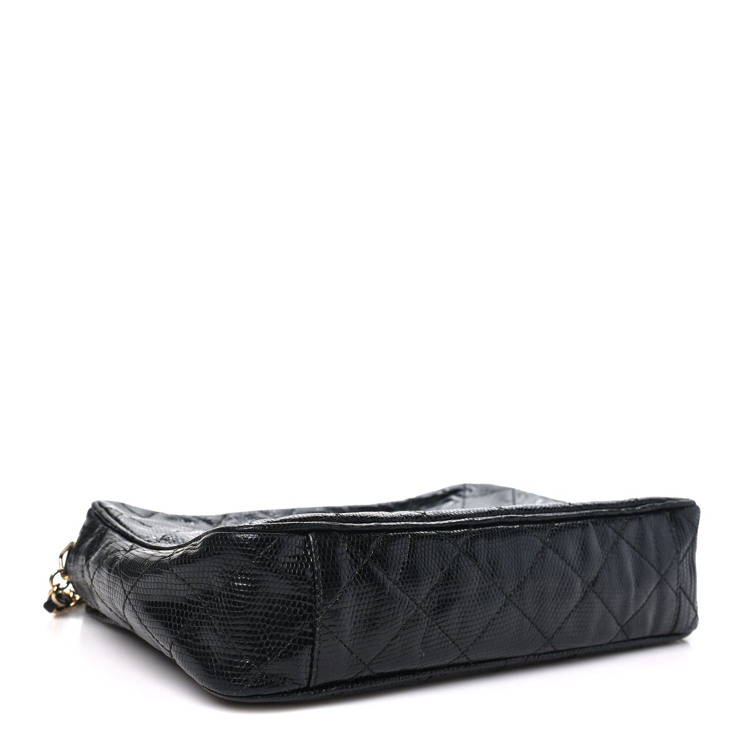 Lizard Quilted Small Tassel Camera Case Black
