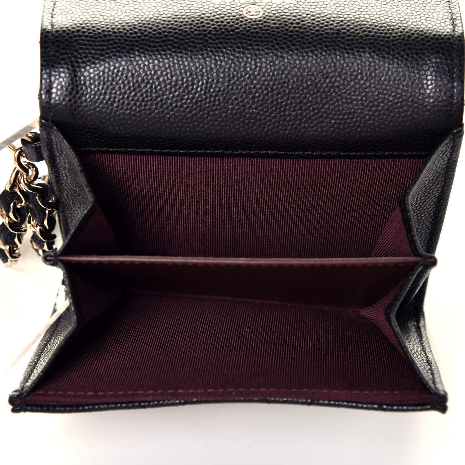 Chanel Caviar Quilted Flap Card Holder Chain Wristlet Black 5 of 8