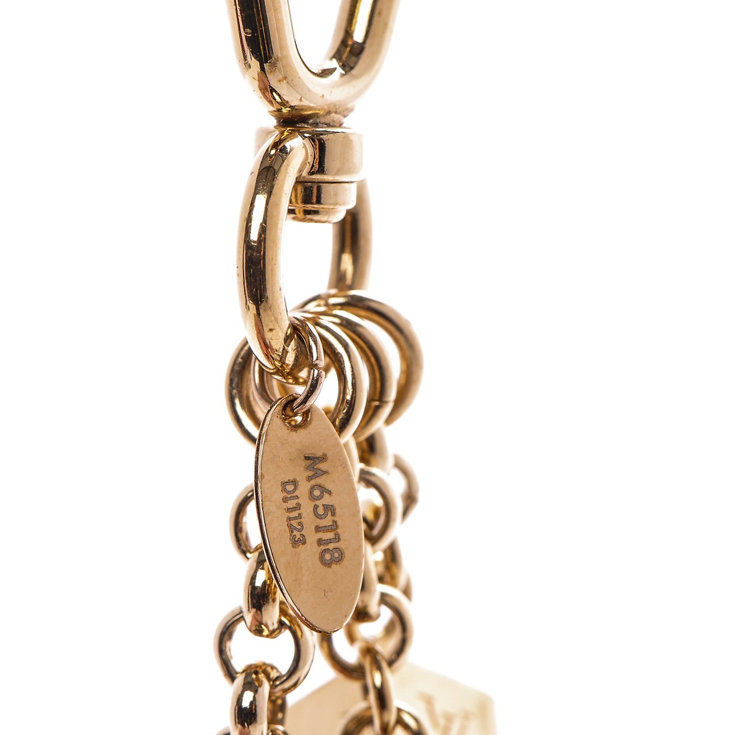 Damier Cubes Bag Charm Key Holder Gold