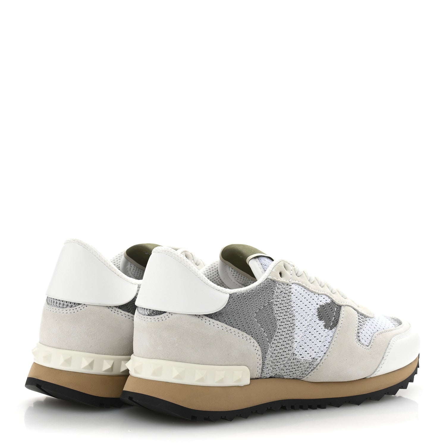 Valentino Garavani Mesh Suede Camouflage Rockrunner Sneakers 35 White Grey 5 of 10
