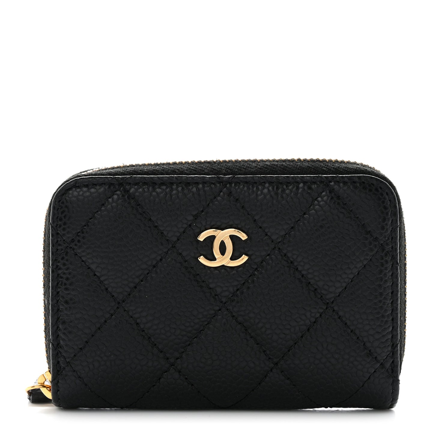 Caviar Quilted Zip Coin Purse Black