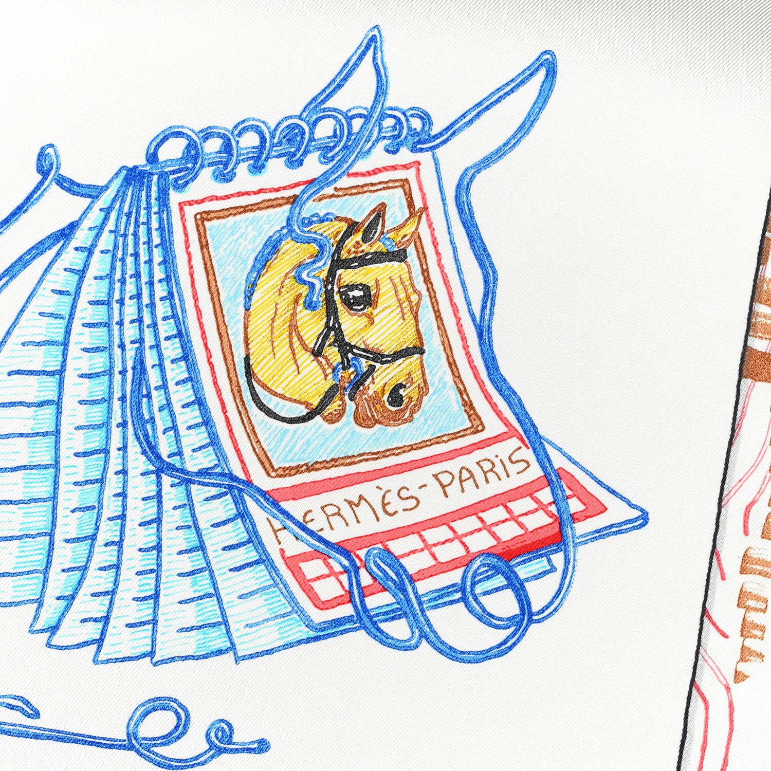 Hermes Silk Chevaloscope Scarf 90 White Bleu Multicolor 2 of 4