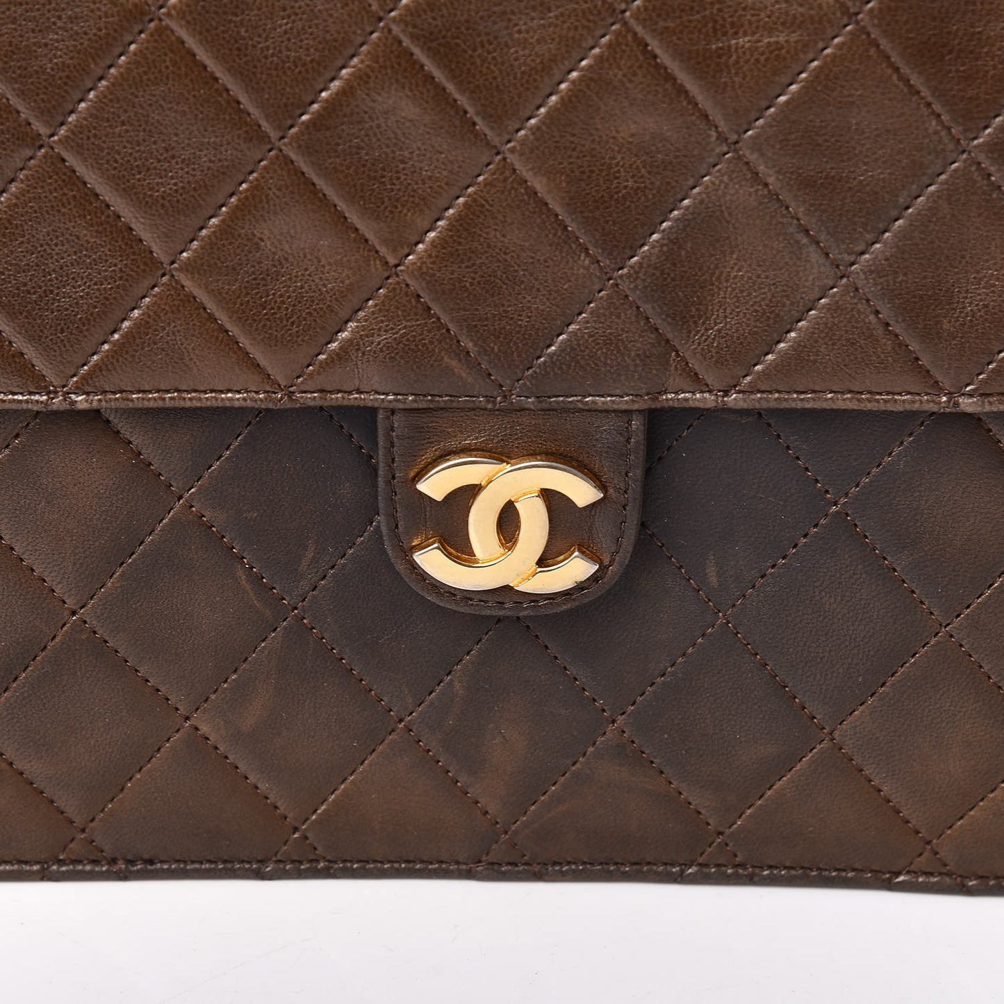 Lambskin Quilted Medium Single Flap Brown