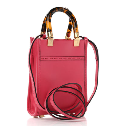 Fendi Vitello King Plexiglass Logo Embossed Mini Fendi Sunshine Shopper Tote Lampone 3 of 10