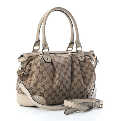Gucci Monogram Margaux Calfskin Medium Sukey Top Handle Bag Beige Ebony Mystic White 4 of 14