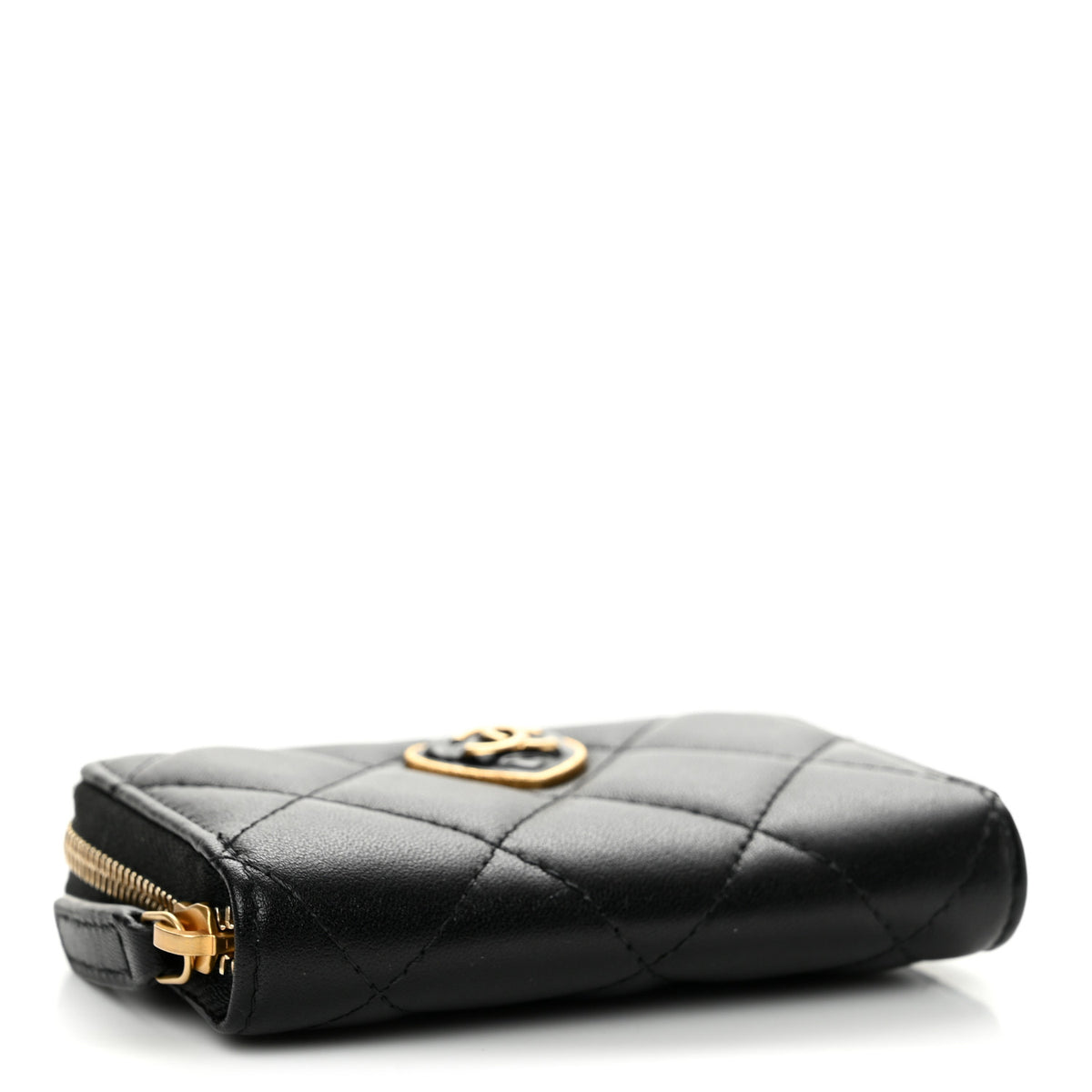 Chanel Lambskin Plexiglass Quilted Coco Love Zip Coin Purse Black 4 of 8