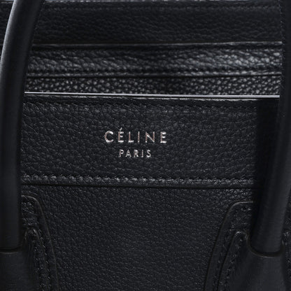 Celine Drummed Leather Nano Luggage Black 6 of 10