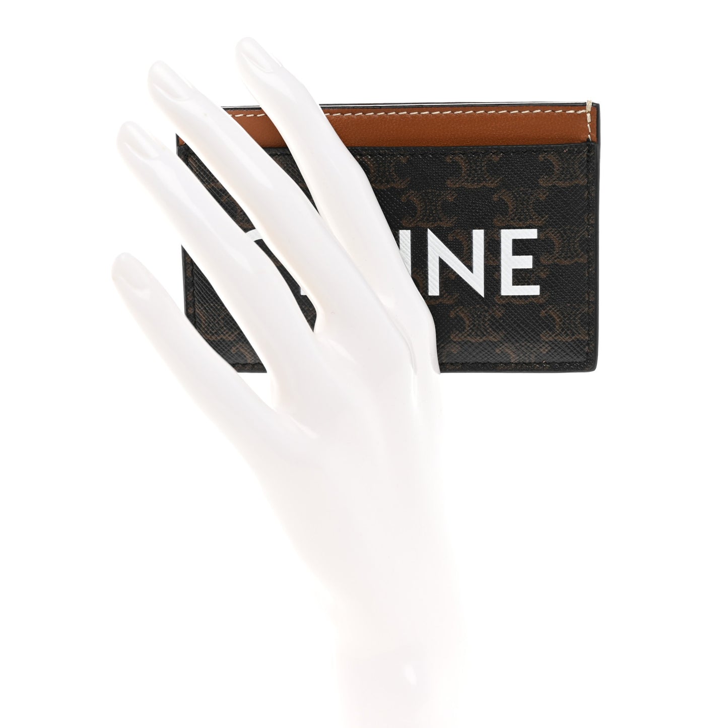 Triomphe Canvas Card Holder Tan