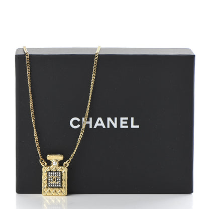 Chanel Crystal Pearl Perfume Bottle CC Necklace Gold 7 of 7