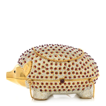 Judith Leiber Swarovski Crystal Hedgehog Wilbur Minaudiere Clutch Gold Silver 1 of 10