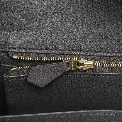 Hermes Taurillon Clemence Birkin 30 Etain 10 of 34