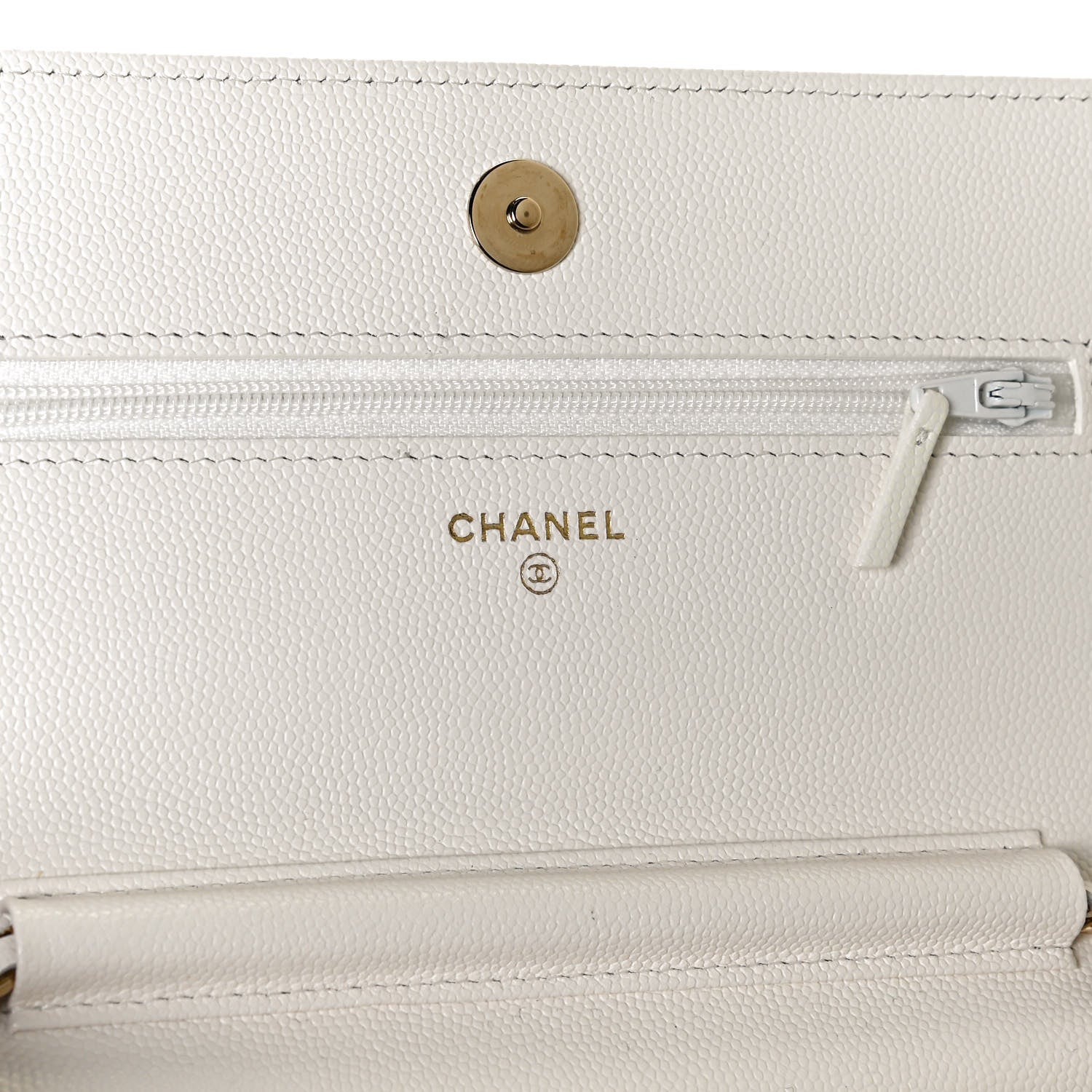 Chanel Caviar Quilted Wallet With Charms On Chain WOC White 8 of 11