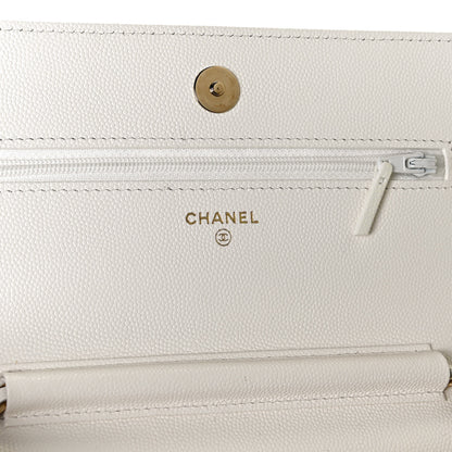 Chanel Caviar Quilted Wallet With Charms On Chain WOC White 8 of 11