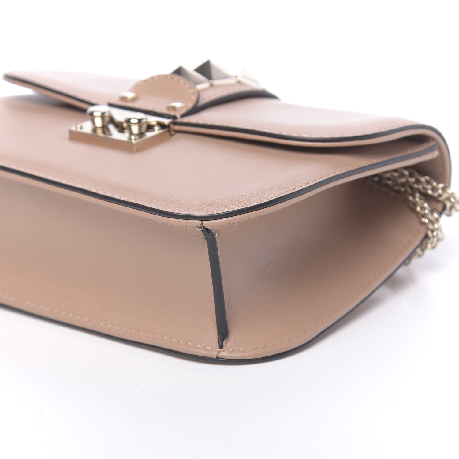 Valentino Garavani Vitello Small Glam Lock Rockstud Flap Soft Noisette 8 of 11