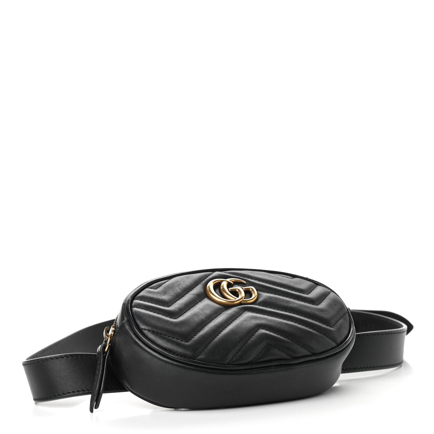 Gucci Calfskin Matelasse GG Marmont Belt Bag 85 34 Black 4 of 14