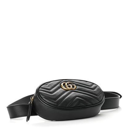 Gucci Calfskin Matelasse GG Marmont Belt Bag 85 34 Black 4 of 14