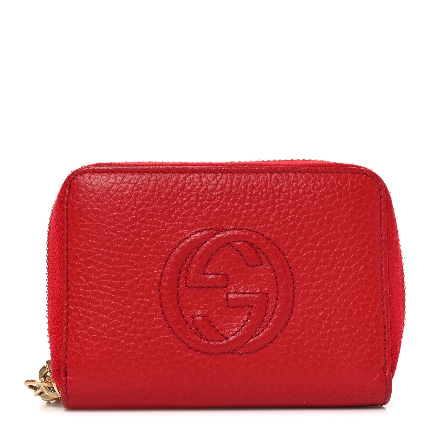 Gucci Pebbled Calfskin Small Soho Zip Around Wallet Red 1 of 8