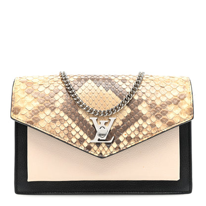 Louis Vuitton Soft Calfskin Snakeskin My Lockme Chain Bag Pochette Black 1 of 9