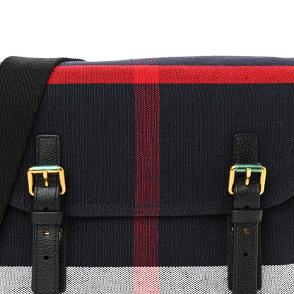 Burberry Canvas Mega Check Large Baildon Messenger Bag Navy 9 of 13