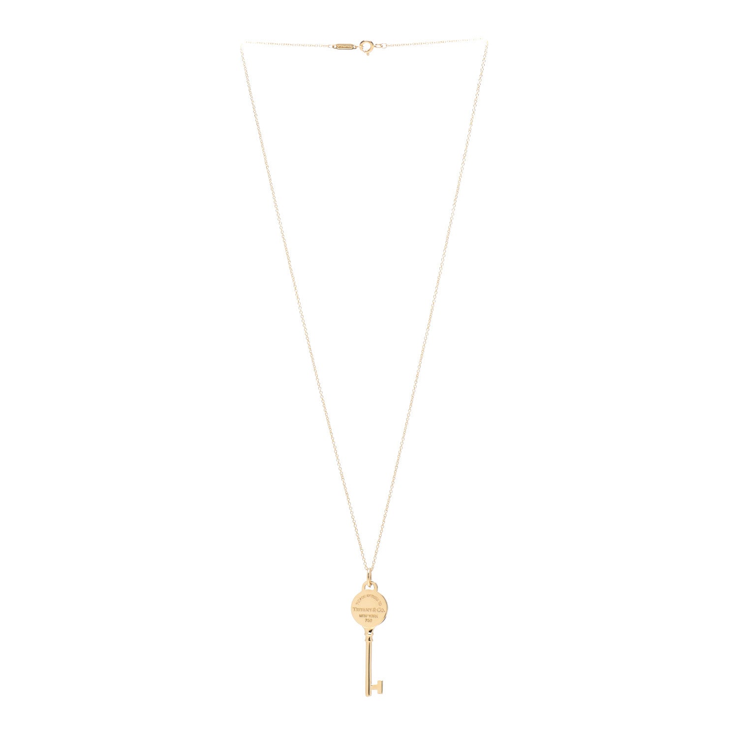 Tiffany 18K Yellow Gold Return To Tiffany Round Key Pendant Necklace 3 of 4