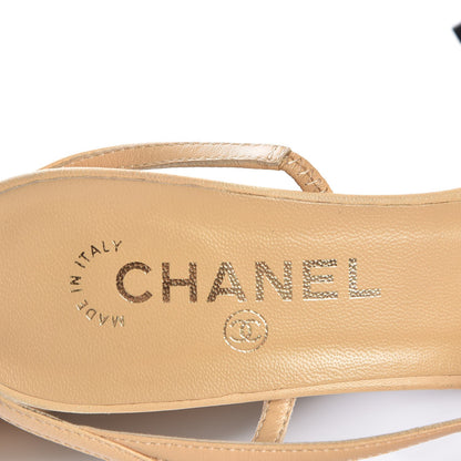 Chanel Lambskin Cap Toe CC Slingback Pumps 39 Beige Black 7 of 8