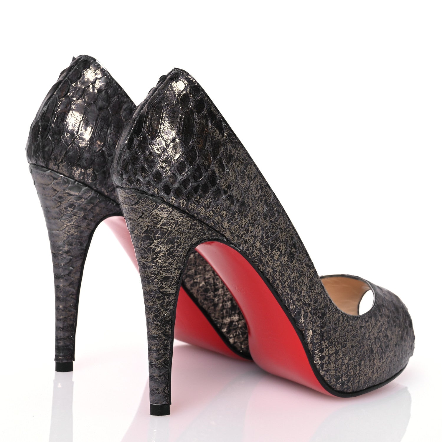 Christian Louboutin Snakeskin Very Prive 120 Pumps 38.5 Anthracite 4 of 10