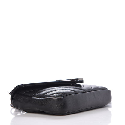 Saint Laurent Sheepskin Matelasse Chevron Monogram College Chain Wallet Black 4 of 8