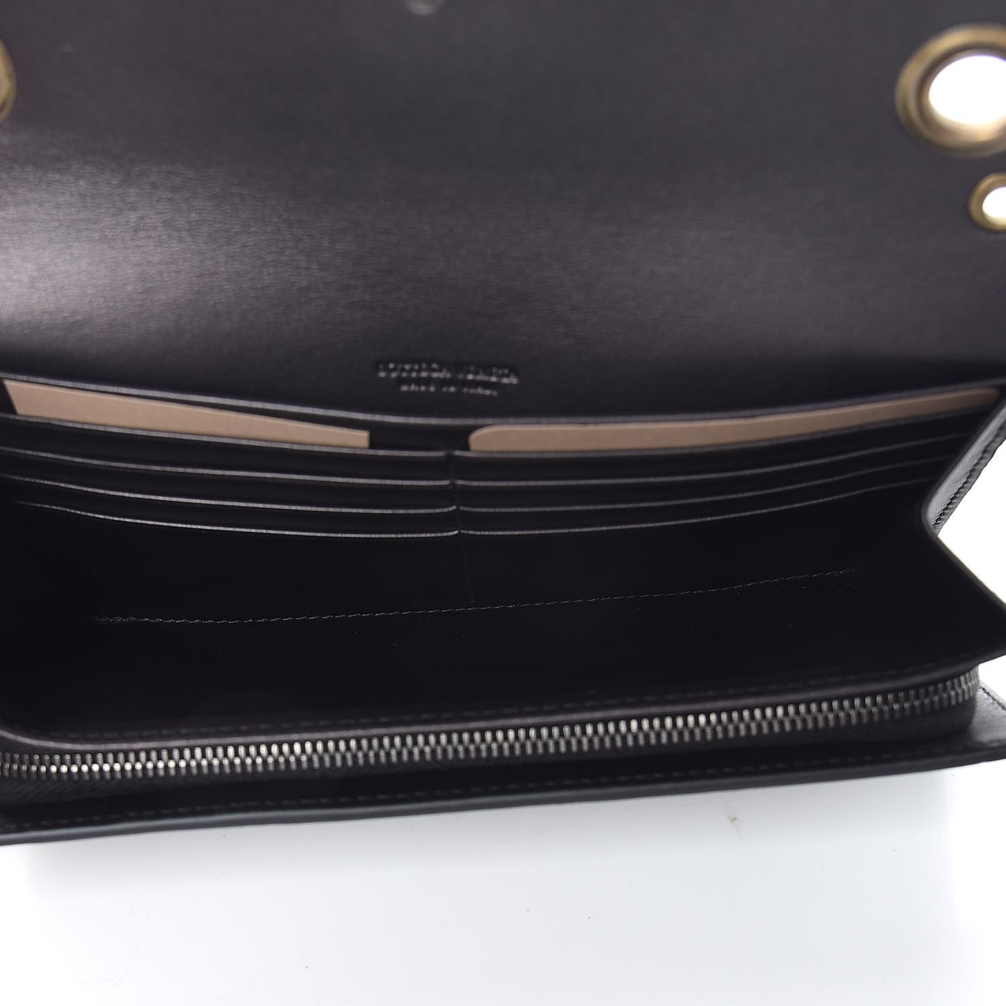Metallic Nappa Intrecciato Eyelets Lace Continental Flap Wallet Antique Silver