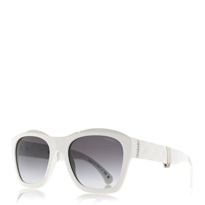 Chanel Acetate Metal Crystal Square Folding Sunglasses 6055-B White 1 of 8