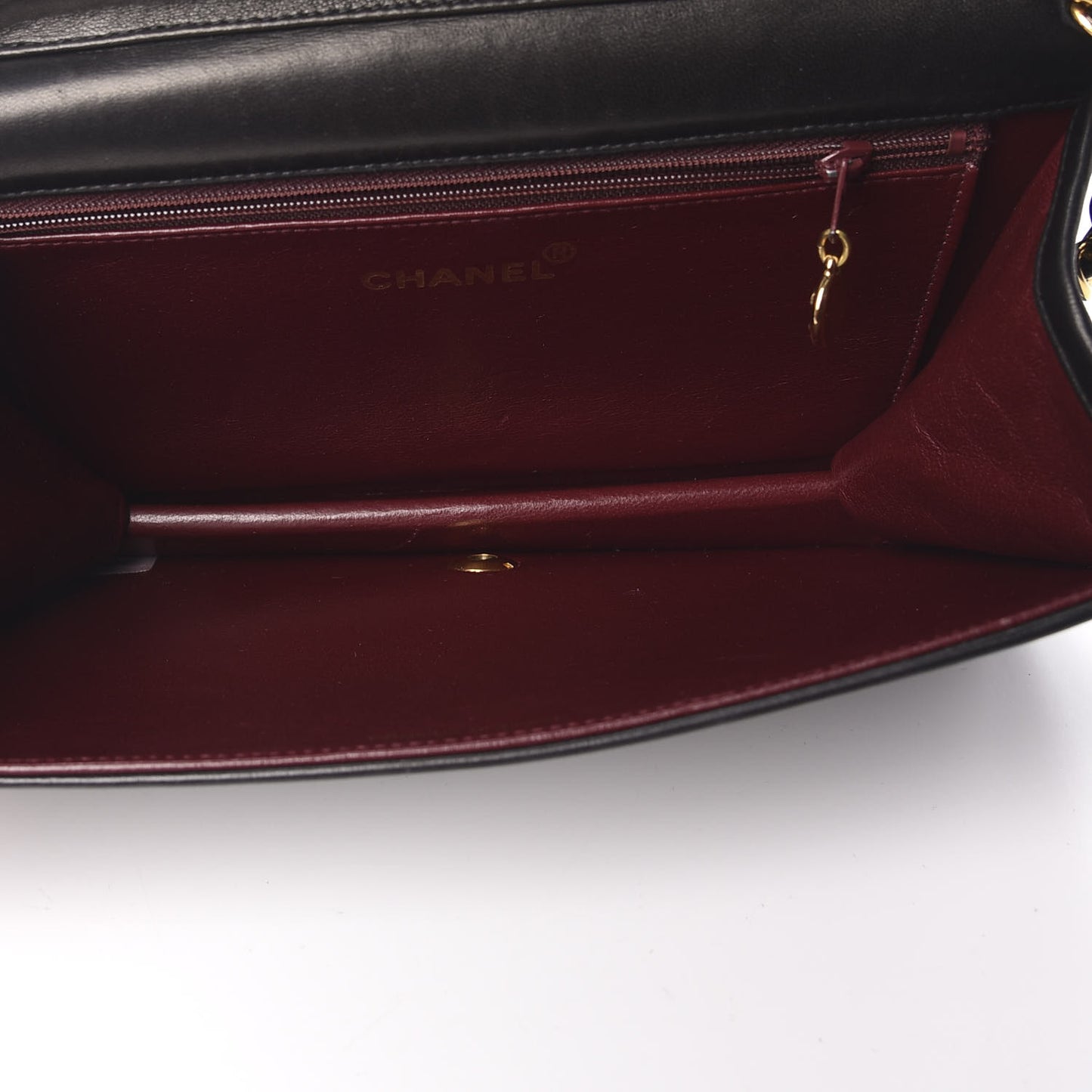 Lambskin Quilted Small Single Flap Black