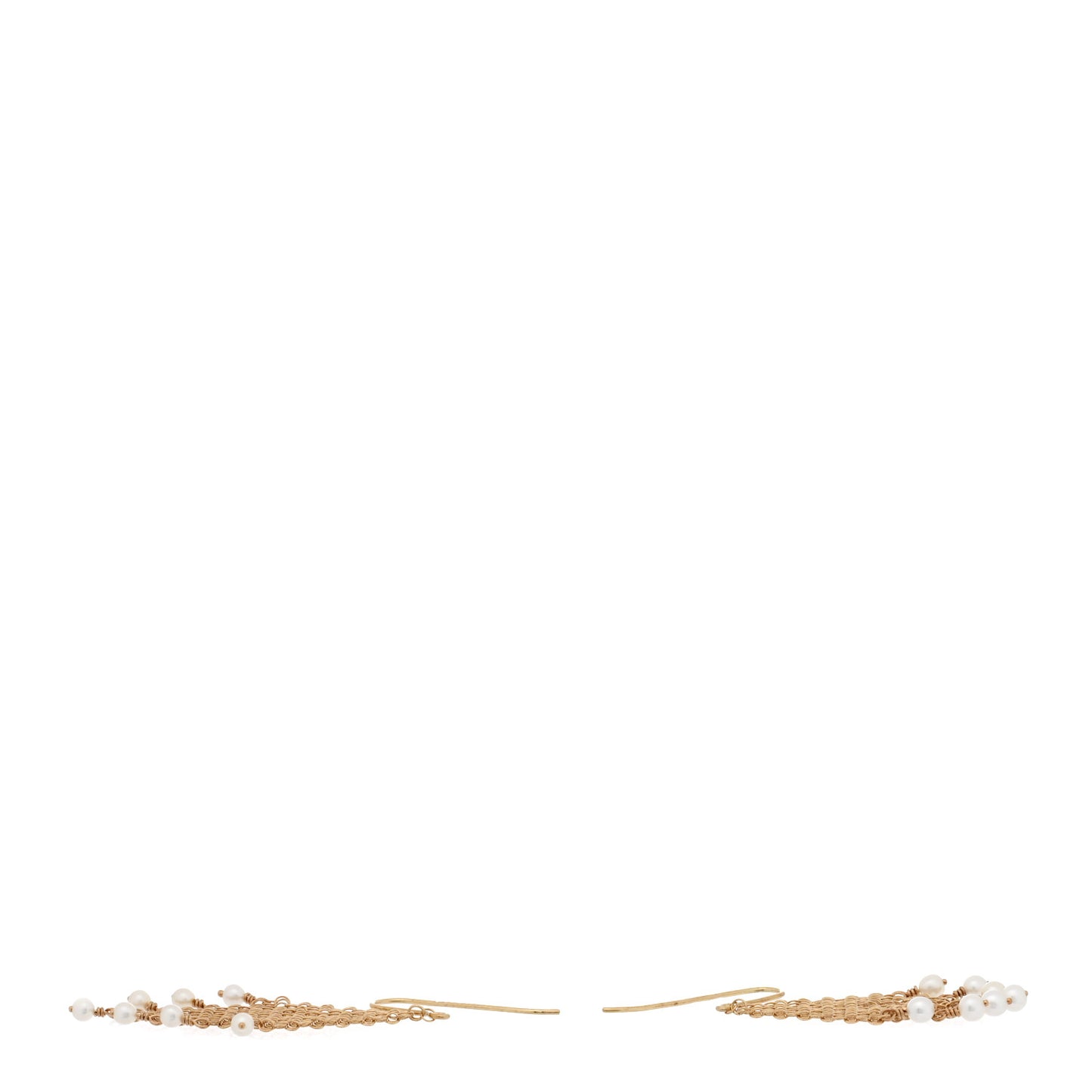 18K Yellow Gold Cultured Pearl Elsa Peretti Mesh Fringe Earrings