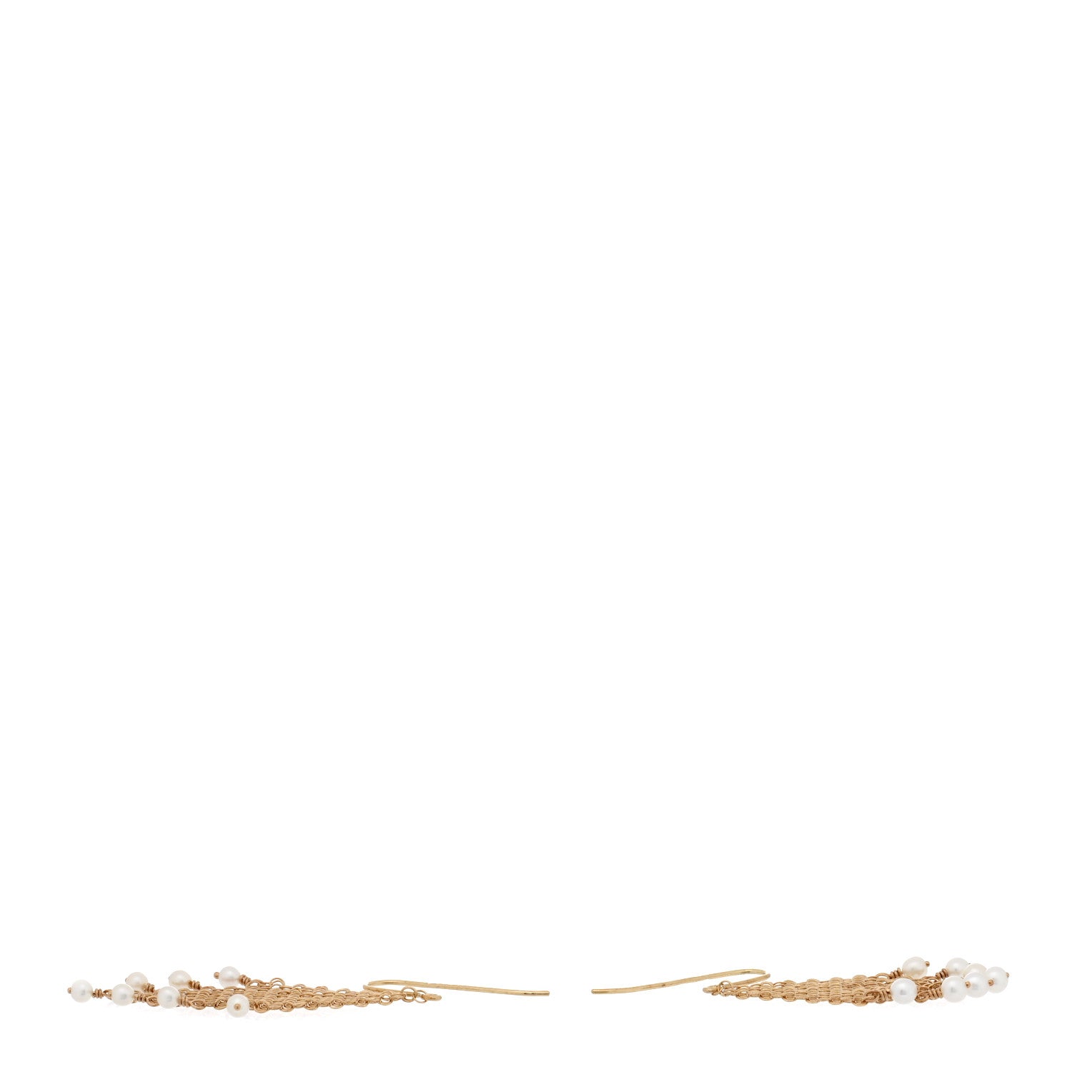 Tiffany 18K Yellow Gold Cultured Pearl Elsa Peretti Mesh Fringe Earrings 3 of 4