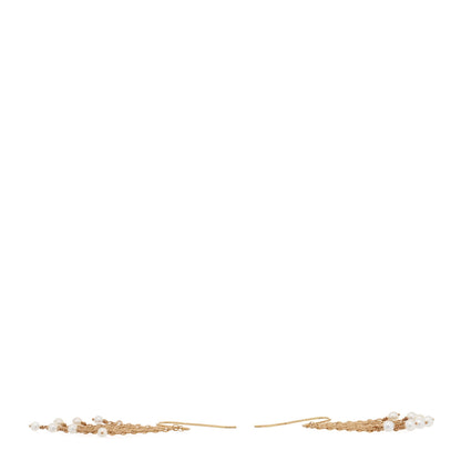 Tiffany 18K Yellow Gold Cultured Pearl Elsa Peretti Mesh Fringe Earrings 3 of 4