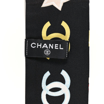 Chanel Silk CC Coco Mademoiselle Slim Bandeau Scarf Black Pink Multicolor 3 of 3