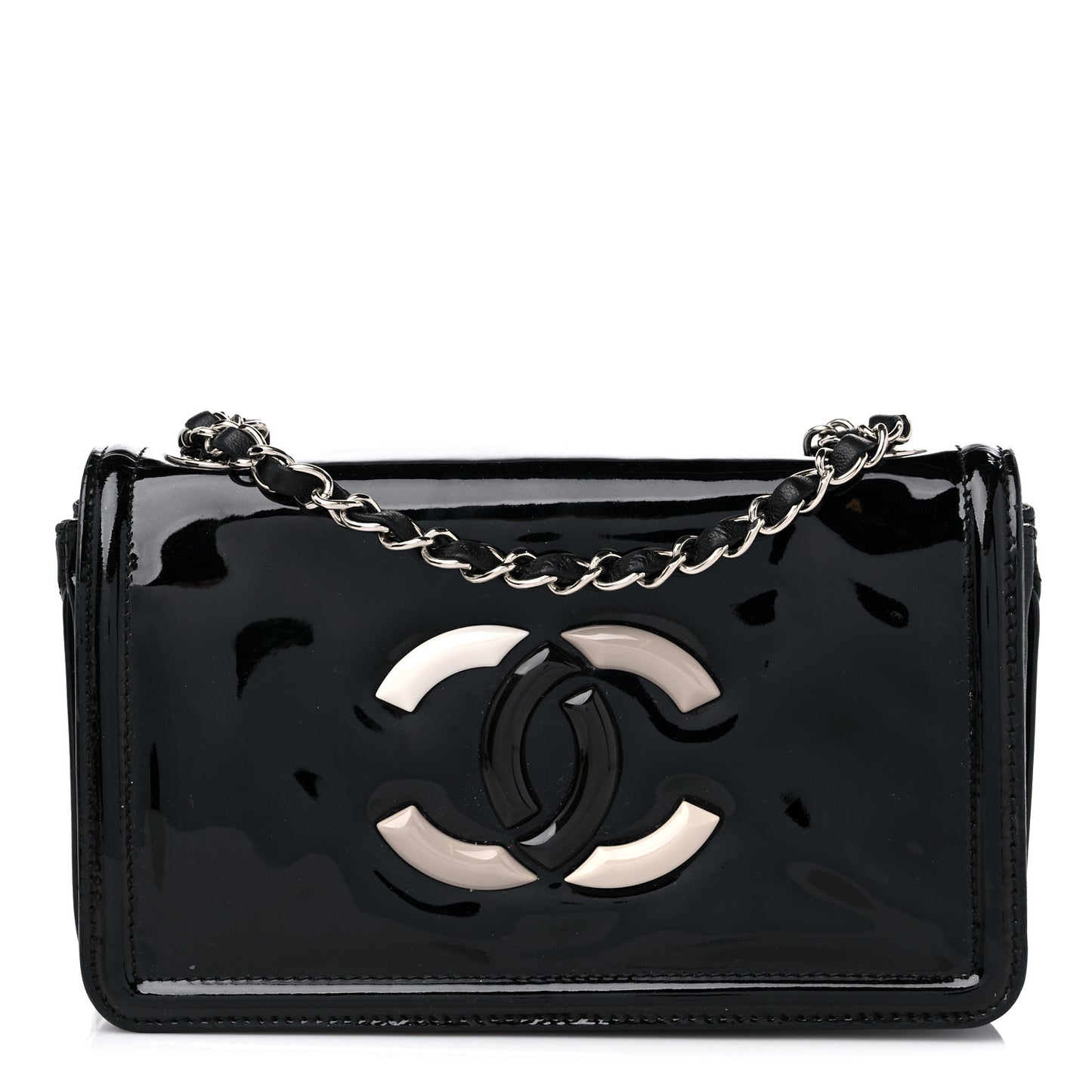 Patent Lipstick Wallet On Chain Black